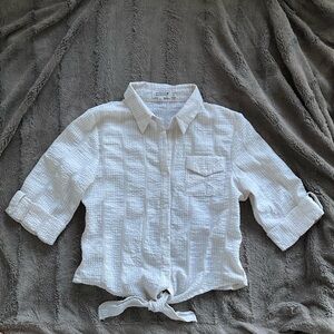 Molly Bracken Button top textured striped tie front medium